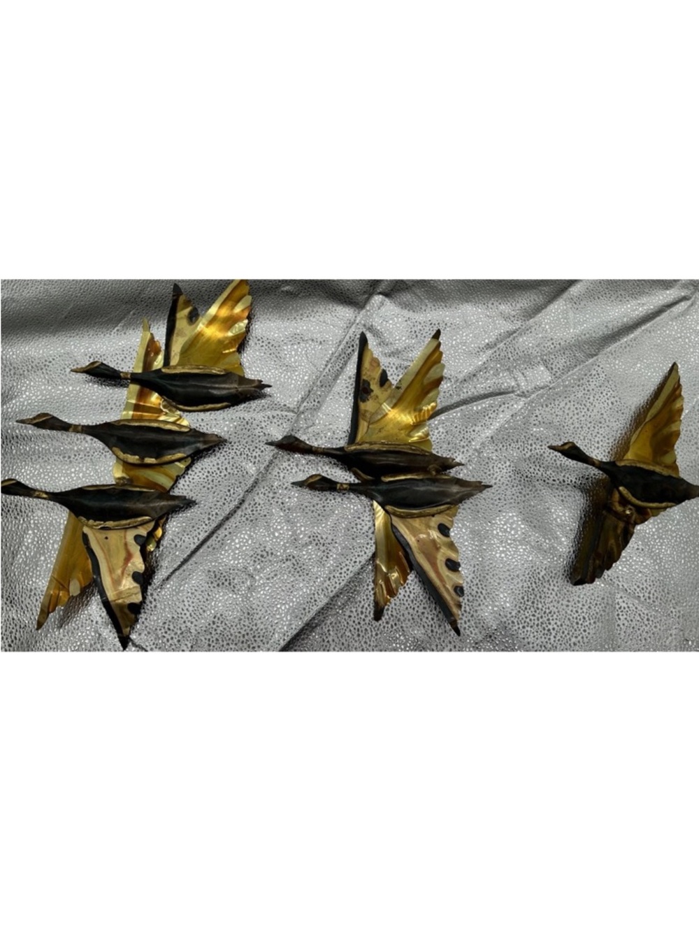 Metal Flying Geese Wall Sculpture Set - Gold and Black